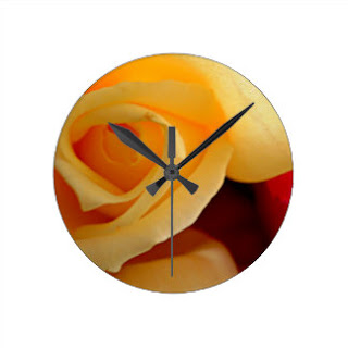 Yellow rose wall clock