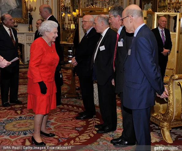 Queen Elizabeth II meets with Lord Dyson, Chairman, Magna Carta Trust, Sir Robert Worcester, Chairman, Magna Carta 800th Trust, Lord Neuberger, Professor Robert Hazell and Joshua Rozenberg during a reception to mark the 800th anniversary of the Magna Carta