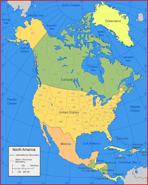 Gambar Peta wilayah Amerika Utara