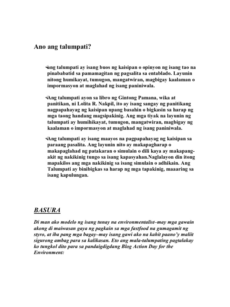 ano ang talumpati - philippin news collections