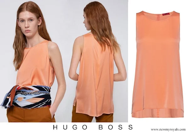 Meghan Markle wore Hugo Boss Regular-fit sleeveless top in stretch silk