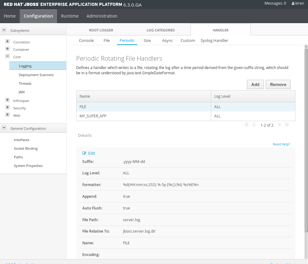 Software in a Nutshell Configuring Log4j for JBOSS EAP 6 (and probably