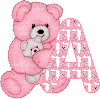 Abecedario con Osito de Peluche Rosado. Alphabet with Pink Bear.