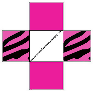 Diseño cebra en rosa: cajitas para imprimir gratis . cajita abierta de Diseño cebra en rosa para imprimir gratis