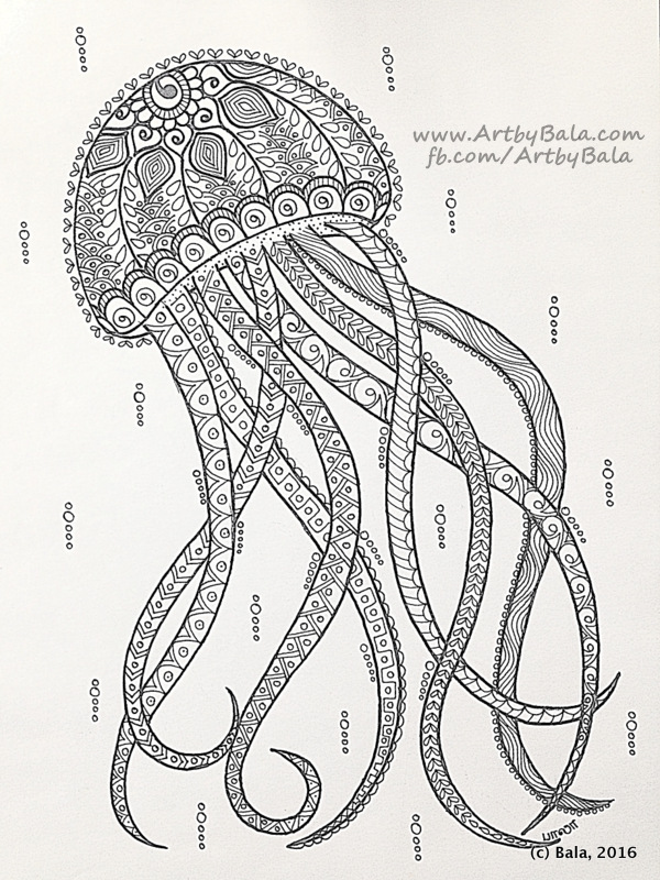 ~ Dots & Lines ~: Jellyfish Coloring Page