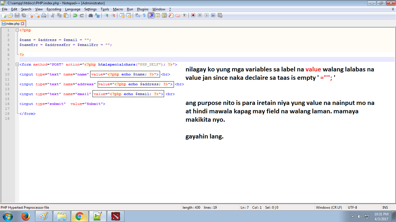 BSIT LESSON: Lesson 1 Validation (PHP Tutorial tagalog)