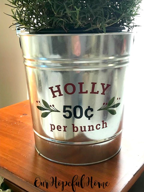 holly 50 cents per bunch galvanized Target Christmas bucket