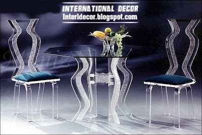 luxurious glass dining room furniture, glass table and chairs furniture