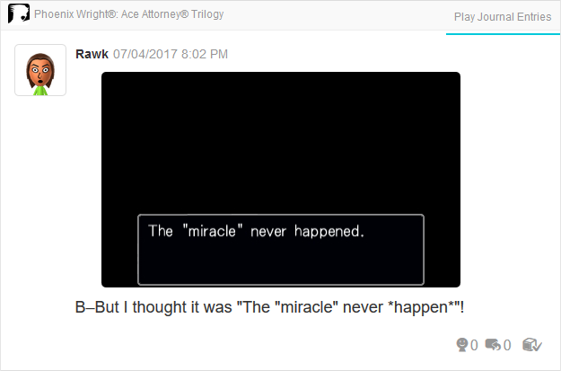 Phoenix Wright Ace Attorney Justice For All 3DS Trilogy miracle never happened happen typo fixed