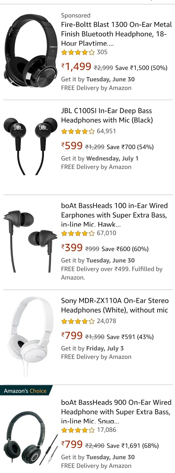 Best headphones under 500 rs online buy from India [ Amazon ]