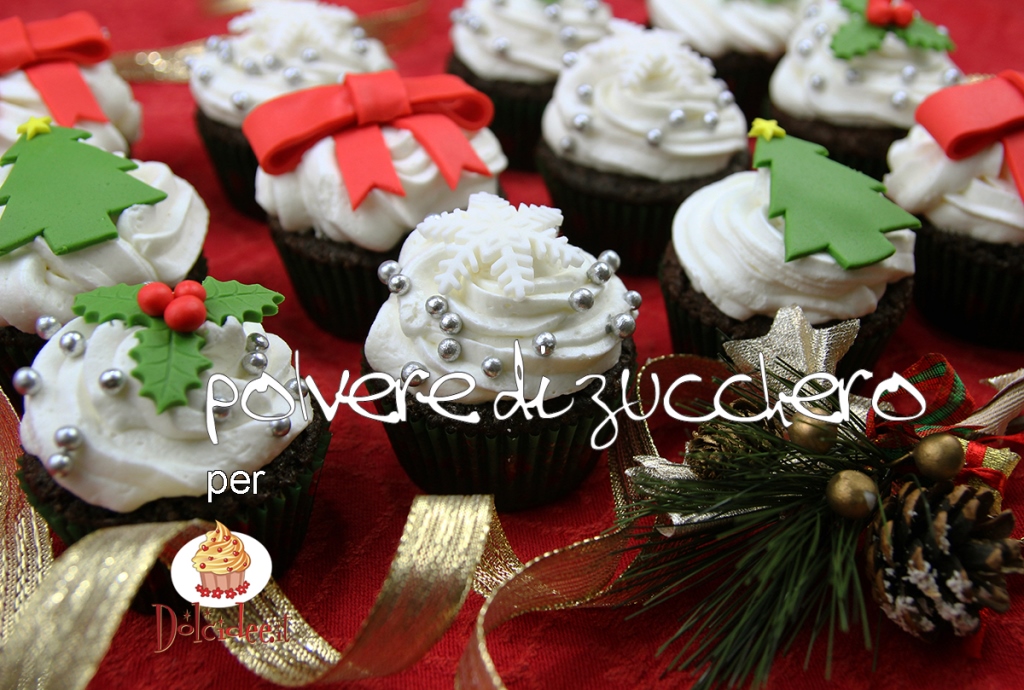 cupcakes decorati pasta di zucchero tutorial cake design feste natale polvere di zucchero