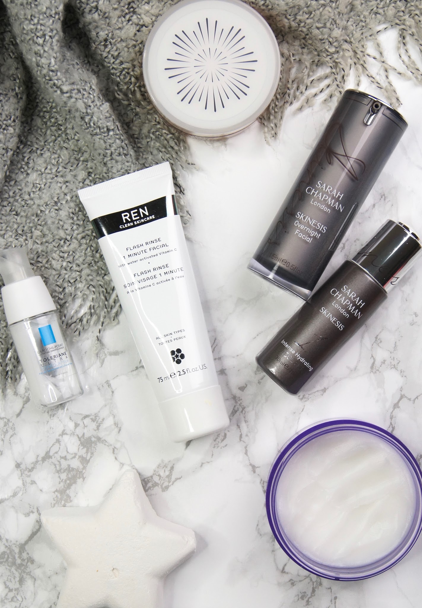 cosy night in routine pamper session skincare ren flash rinse 1 minute facial sarah chapman intense hydrating booster serum overnight facial la roche-posay toleriane ultra eye contour review