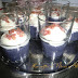 Vasitos de crema de lombarda con mascarpone y crujiente de jamón