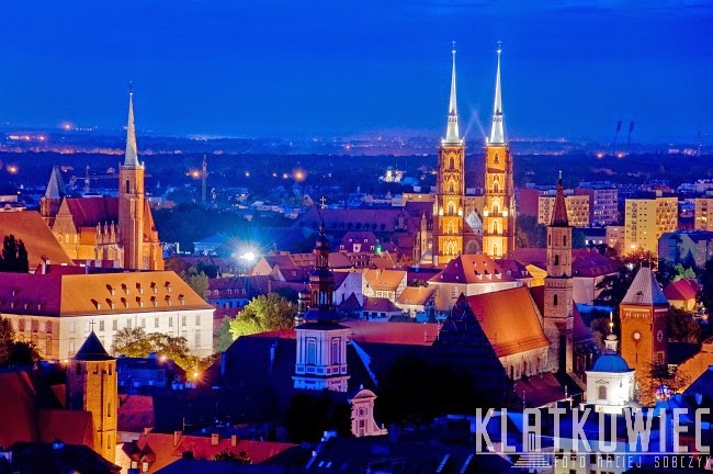 Wrocław. Panorama miasta z katedrą.
