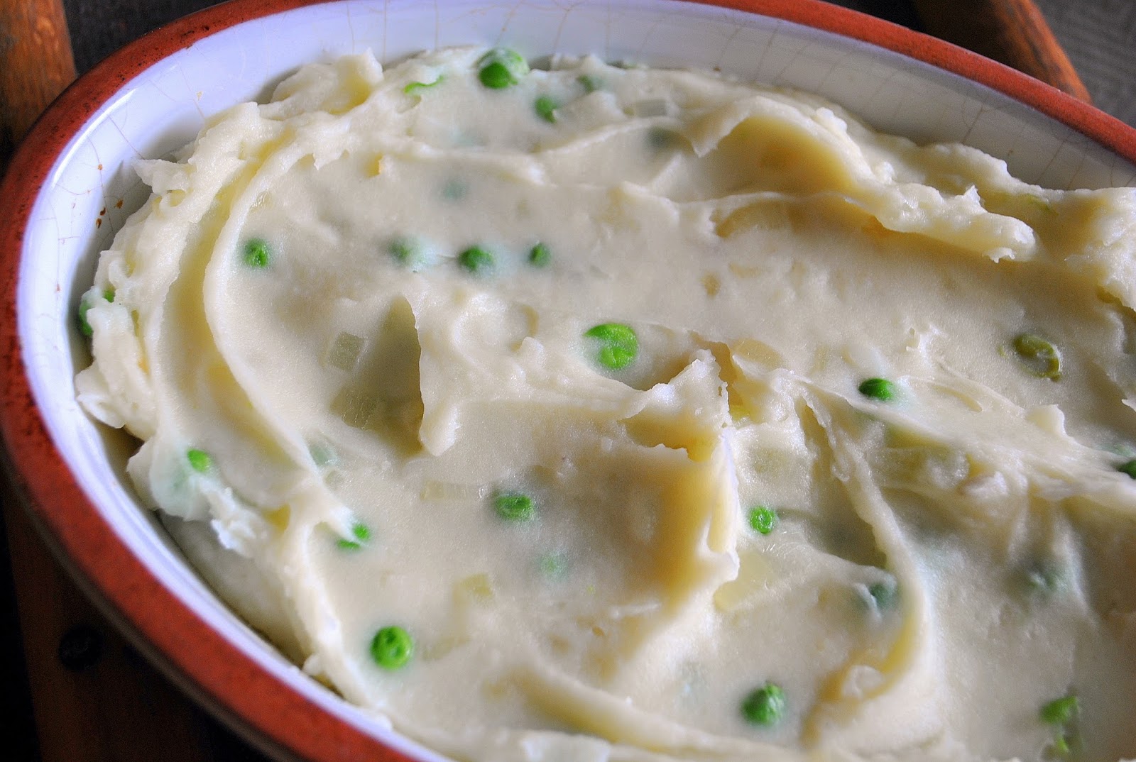 Thanksgiving Series Whipped Mashed Potatoes with Peas & Onion The
