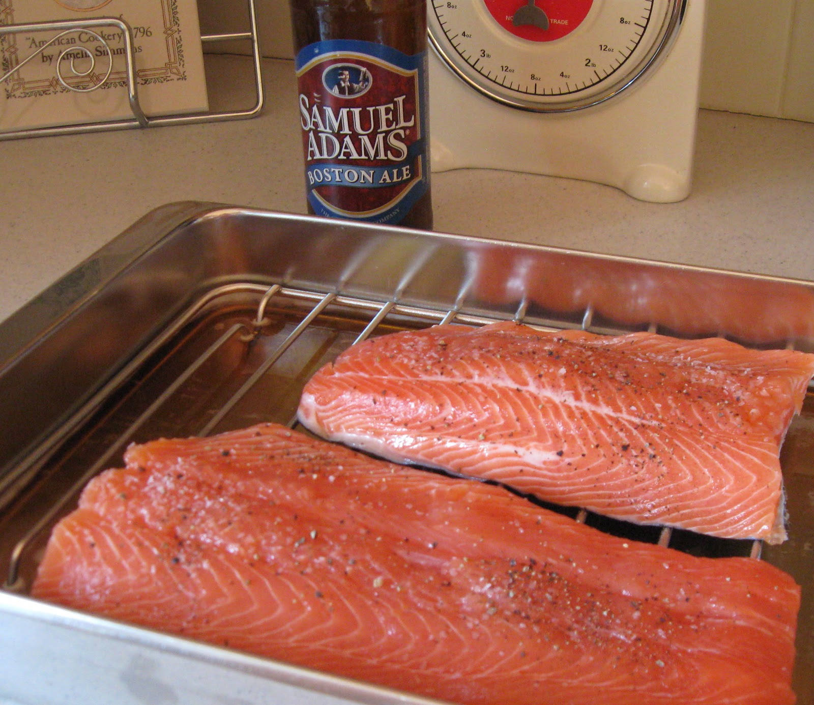 Cooking Pilgrim Fourth of July salmon and peas