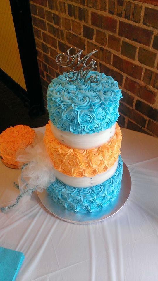 Hy Cakes Turquoise Orange Wedding Cake