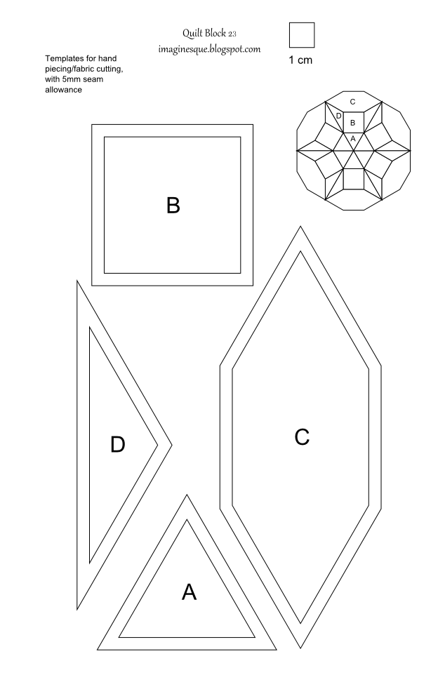 Imaginesque Quilt Block 23 Templates for EPP, FPP and Hand Piecing