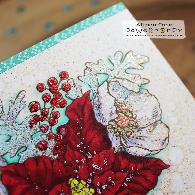 Embossing Powder Colored Bouquet by Allison Cope featuring the "Winter Wonderland" stamp set by Power Poppy.