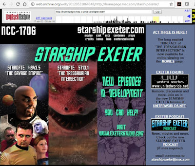 Antigua página web de Starship Exeter rescatada por WebArchive.