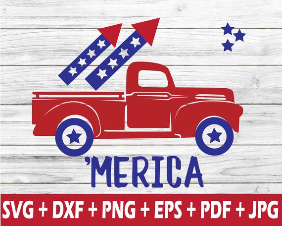 Fourth Of July Truck Svg For Cameo Cut Machine