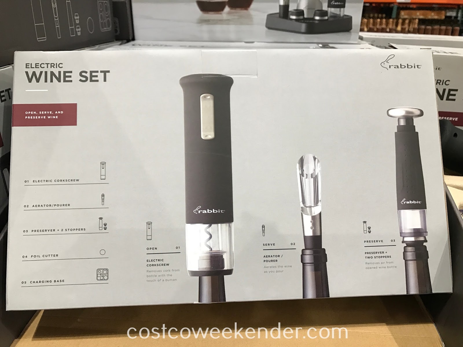 Rabbit Rechargeable Wine Opener Set Costco Weekender