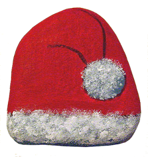 painted rocks, Santa, hat, fleece