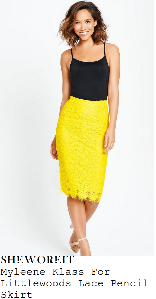 myleene-klass-yellow-lace-pencil-skirt
