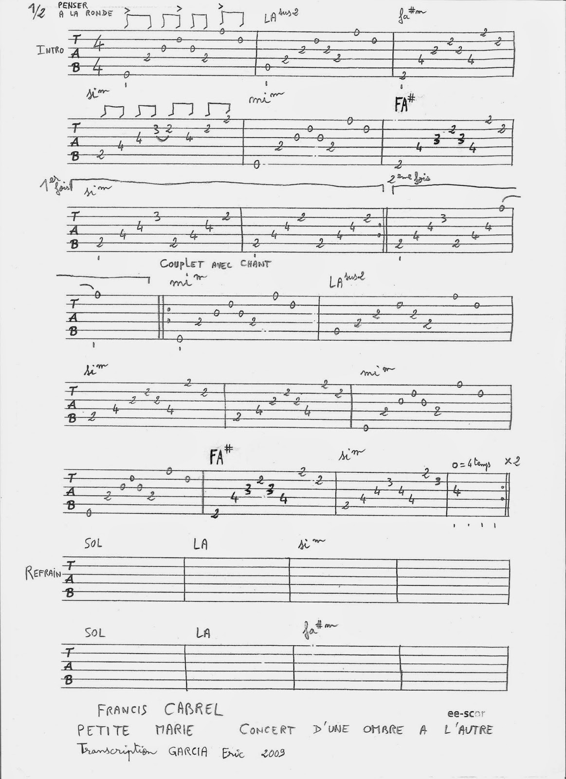 Stevenson Andere Plätze Diskretion partition guitare cabrel