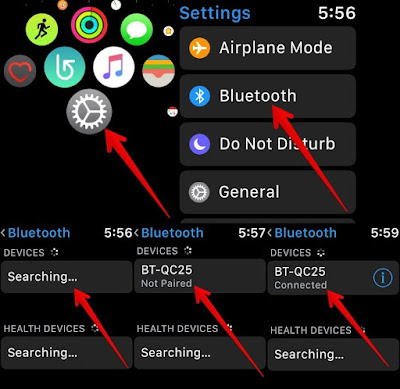 Here is a quick guide to easily pair-unpair/connect Bluetooth headphones, earpods, speaker or any Bluetooth accessories with Apple watch