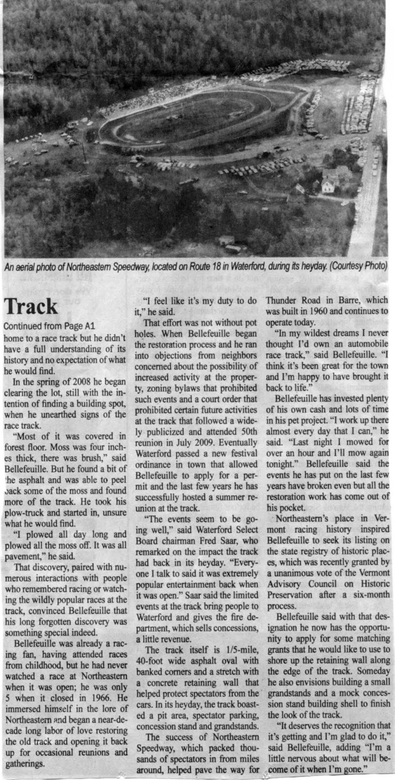 Waterford, Vermont, History Waterford's Northeastern Speedway and Paul