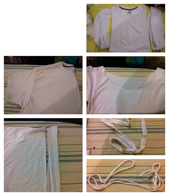 This first group of photos show you how to cut your two shirts.