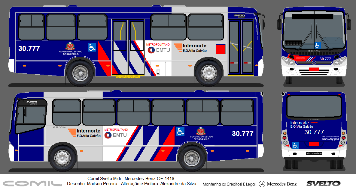 Desenhos de ônibus de Guarulhos e Regiões EMTU Vila Galvão