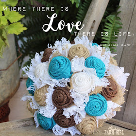 Gypsy Farm Girl Burlap and Lace Wedding Bouquet