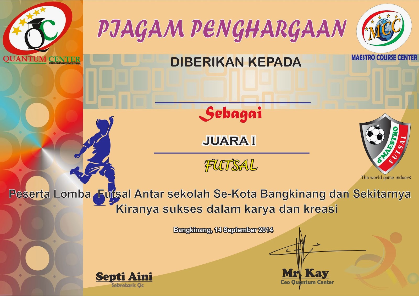 ILYAS Piagam penghargaan lomba 