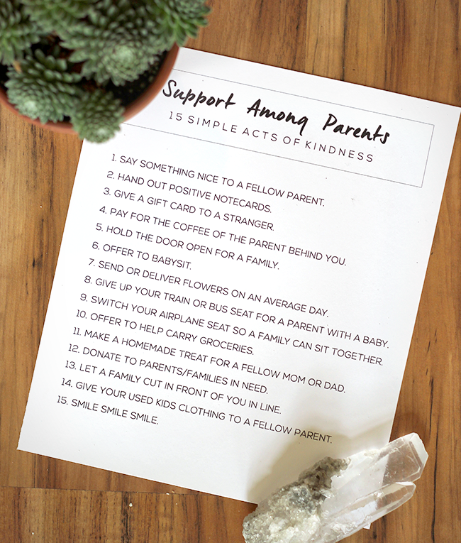 Support Among Parents: 15 Simple Acts of Kindness (via Bubby and Bean)