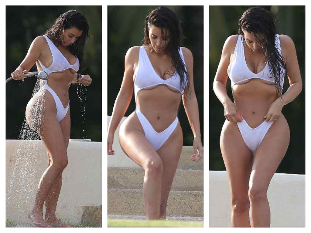 Kim Kardashian Hot White Swimsuit Photos - SouthColors