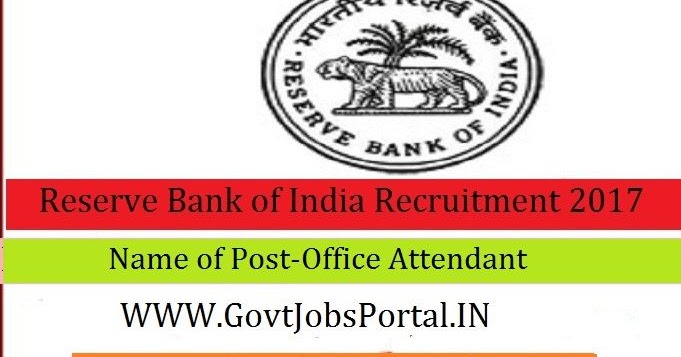 Reserve Bank Of India Recruitment 2017 526 Office Attendant