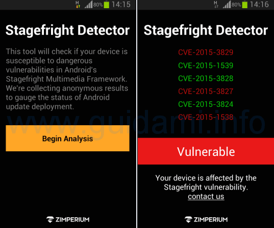 Applicazione Android Stagefright Detector App