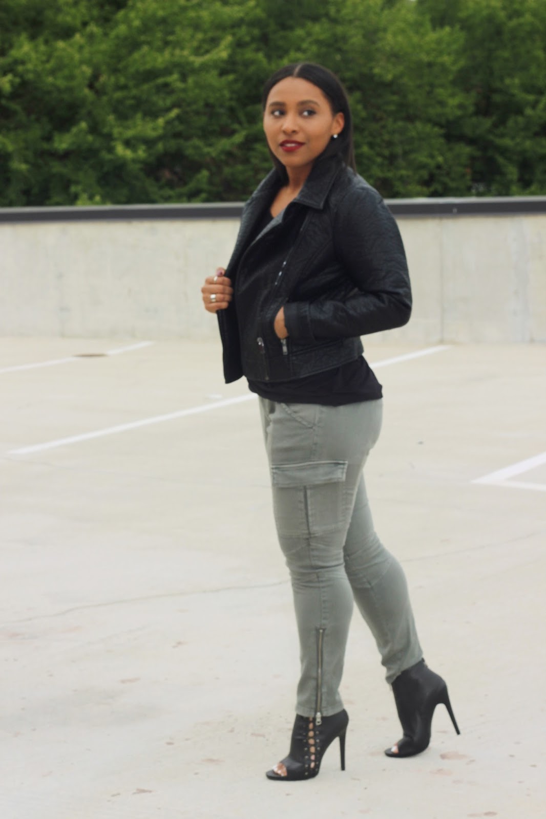 fall, motto jacket, booties, fall outfits, cargo pants