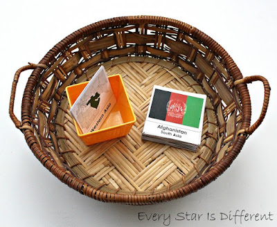 Montessori-inspired regions of Asia flag sorting activity with free printable.