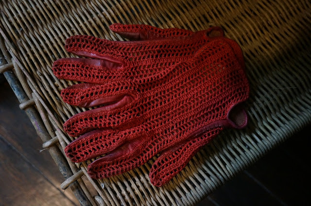 gant crochet / cuir années 50  50s crochet / leather gloves