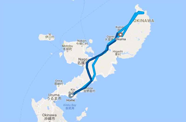 Travel timeline a day in northern Okinawa