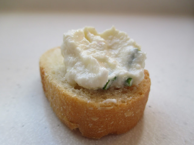 Ricotta Cheese Garlic and Chive Dip on Bread