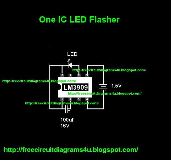 Wiring Material: One IC Led Flasher circuit Wiring diagram