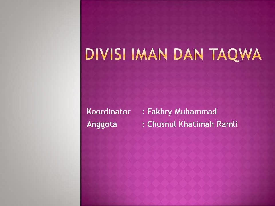 OSIS (PROGRAM KERJA DIVISI IMAN DAN TAQWA) OSIS SIA BSB