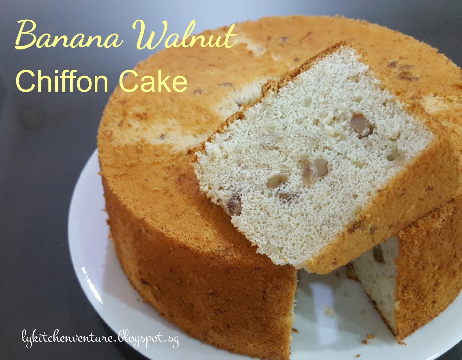 LY's Kitchen Ventures Banana Walnut Chiffon Cake