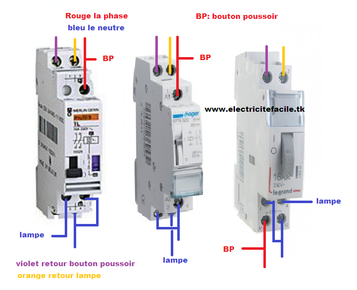 Branchement Telerupteur Unipolaire. electricite unipolaire