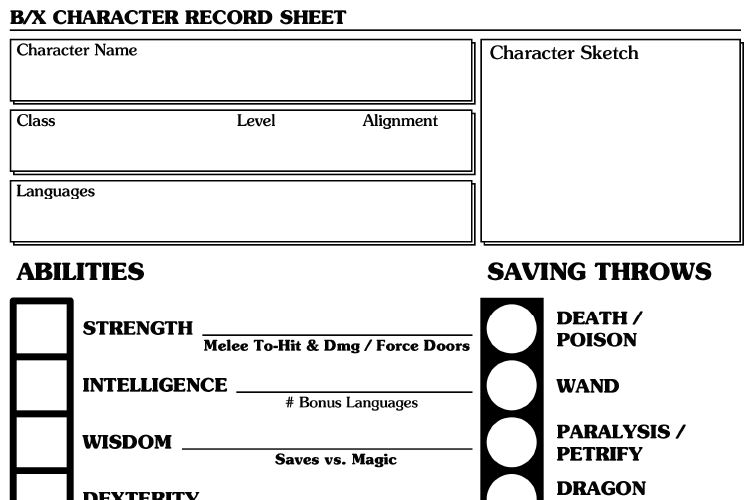 Moldvay Character Sheet