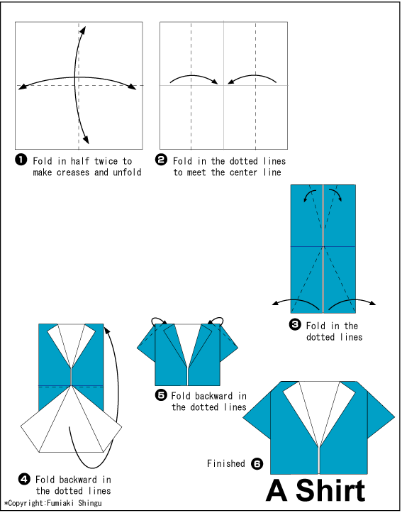 Shirt (Large Size) - Easy Origami instructions For Kids
